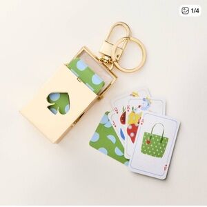 NWT Kate Spade  Green Keychain with playing cards